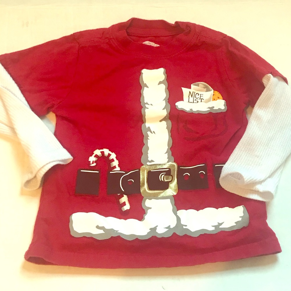 Santa Christmas holiday shirt 3T EUC LONG SLEEVE